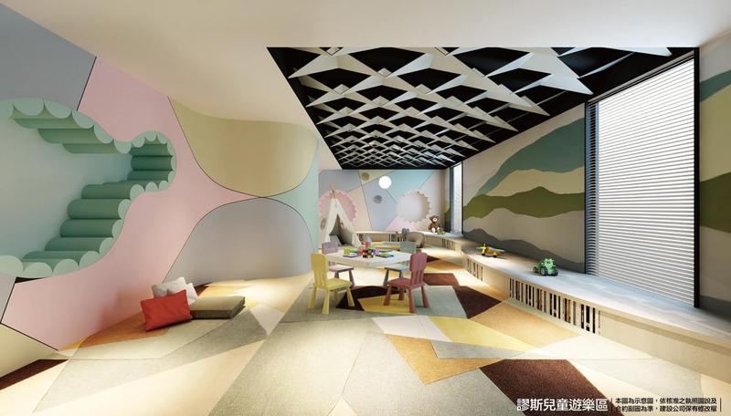 太陽帝國豐富多元的公設空間規劃，讓住戶更能為生活增添不同樂趣（圖為：謬斯兒童遊樂區示意圖）。
